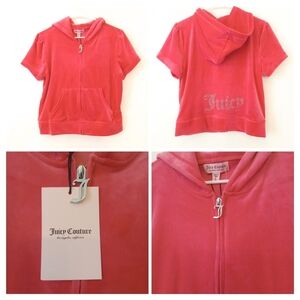 Juicy Couture NWT Pink Velvet Tracksuit Top Hoodie Sweatshirt Large Bling